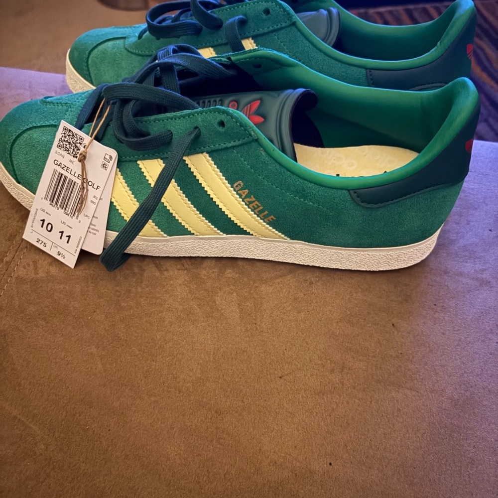 adidas Gazelle Green and Yellow Sneakers